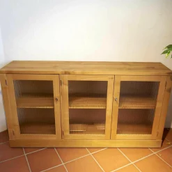 Hausel Vitrinen & Highboards|Glasvitrine Kirschbaum Geölt Modell 5176 Mit Riffglas