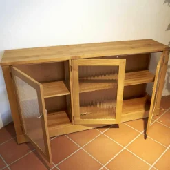 Hausel Vitrinen & Highboards|Glasvitrine Kirschbaum Geölt Modell 5176 Mit Riffglas