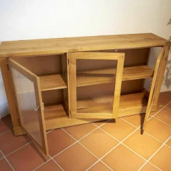 Hausel Vitrinen & Highboards|Glasvitrine Kirschbaum Geölt Modell 5176 Mit Riffglas