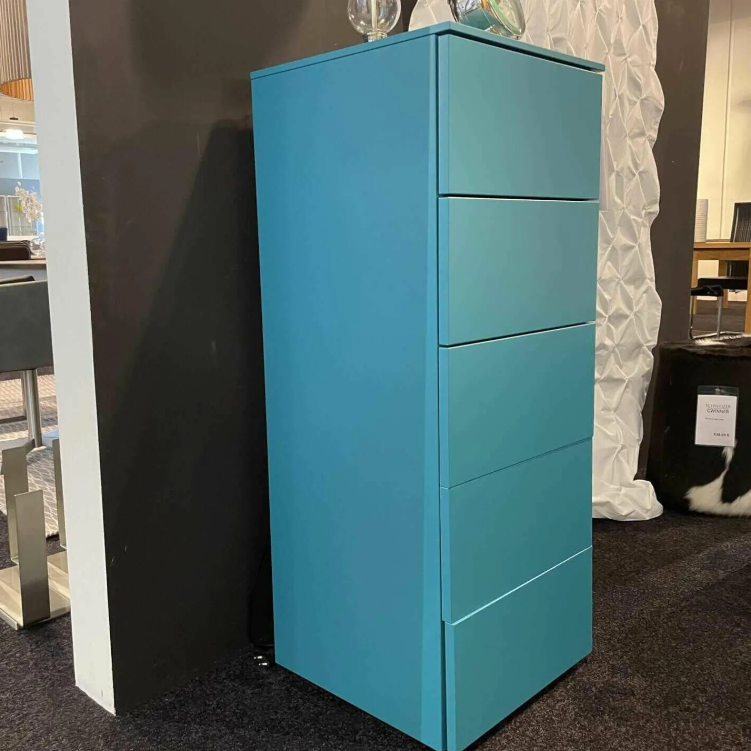 MD House Vitrinen & Highboards|Herrenschrank Allnight System Matt Türkis mit Push to Open