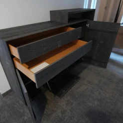 Anrei Vitrinen & Highboards|Higboard Puro 432 Bergfichte Gebürstet Schiefer Lackiert Inklusive Passepartout Mit Beleuchtung