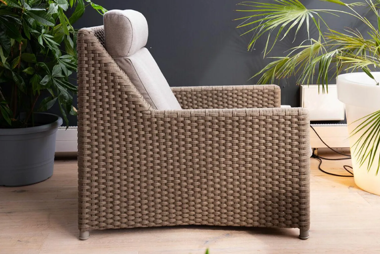 Cane Line Loungemöbel|Highbacksessel Diamond Taupe Gestell Aus Aluminium Und CaneLine Weave Graphite