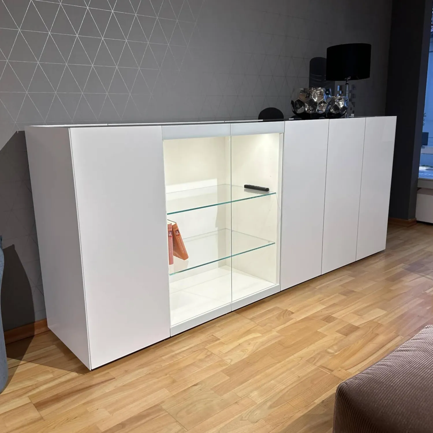 Interlübke Kommoden & Sideboards|Highboard 251 Just Cube Light Lack M03 Schneeweiß Steinplatte