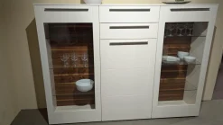 Gwinner Vitrinen & Highboards|Highboard Bellano Lack Seidenmatt Weiß Rückwand Nussbaum Natur