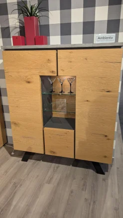 Habufa Vitrinen & Highboards|Highboard Calvi Eiche Dickfurnier Natur Absatz Beton
