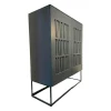 Aera Vitrinen & Highboards|Highboard Claire Lack Anthrazit Metallrahmengestell Schwarz 2 Drehtüren Mit Push Pull