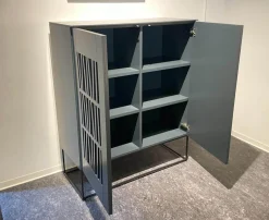 Aera Vitrinen & Highboards|Highboard Claire Lack Anthrazit Metallrahmengestell Schwarz 2 Drehtüren Mit Push Pull