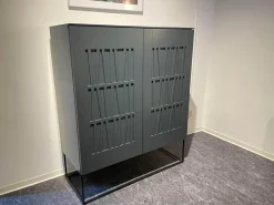 Aera Vitrinen & Highboards|Highboard Claire Lack Anthrazit Metallrahmengestell Schwarz 2 Drehtüren Mit Push Pull