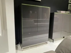 JOOP! Vitrinen & Highboards|Highboard Gloss Cubic 72182 Front Und Korpus Schiefergrau Grau Hochglanz Kufe Chrome Mit Beleuchtung