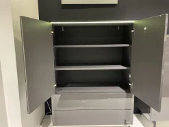 JOOP! Vitrinen & Highboards|Highboard Gloss Cubic 72182 Front Und Korpus Schiefergrau Grau Hochglanz Kufe Chrome Mit Beleuchtung