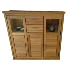 Niehoff Vitrinen & Highboards|Highboard Homeland Wildeiche Teilmassiv Geölt Korpus Furniert Inklusive LED Beleuchtung