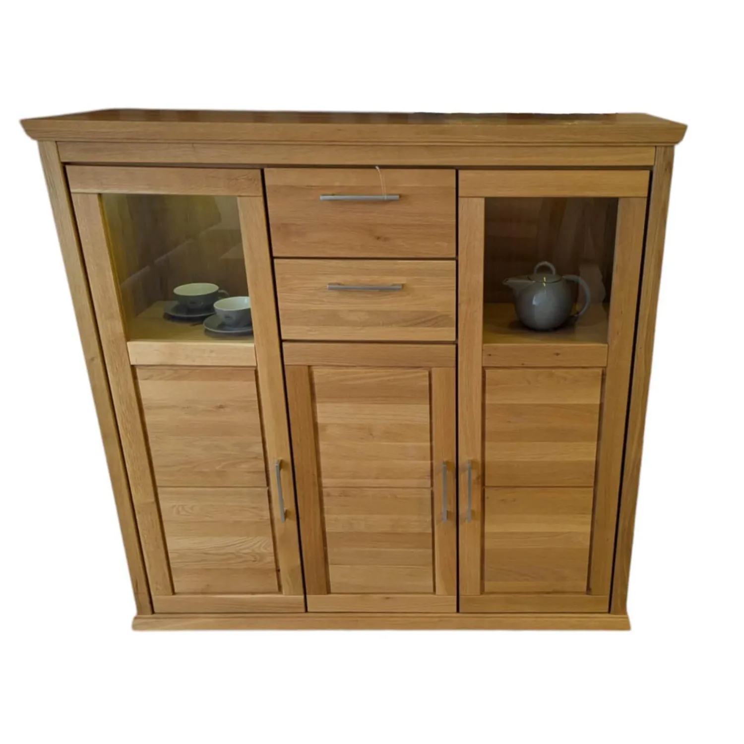 Niehoff Vitrinen & Highboards|Highboard Homeland Wildeiche Teilmassiv Geölt Korpus Furniert Inklusive LED Beleuchtung