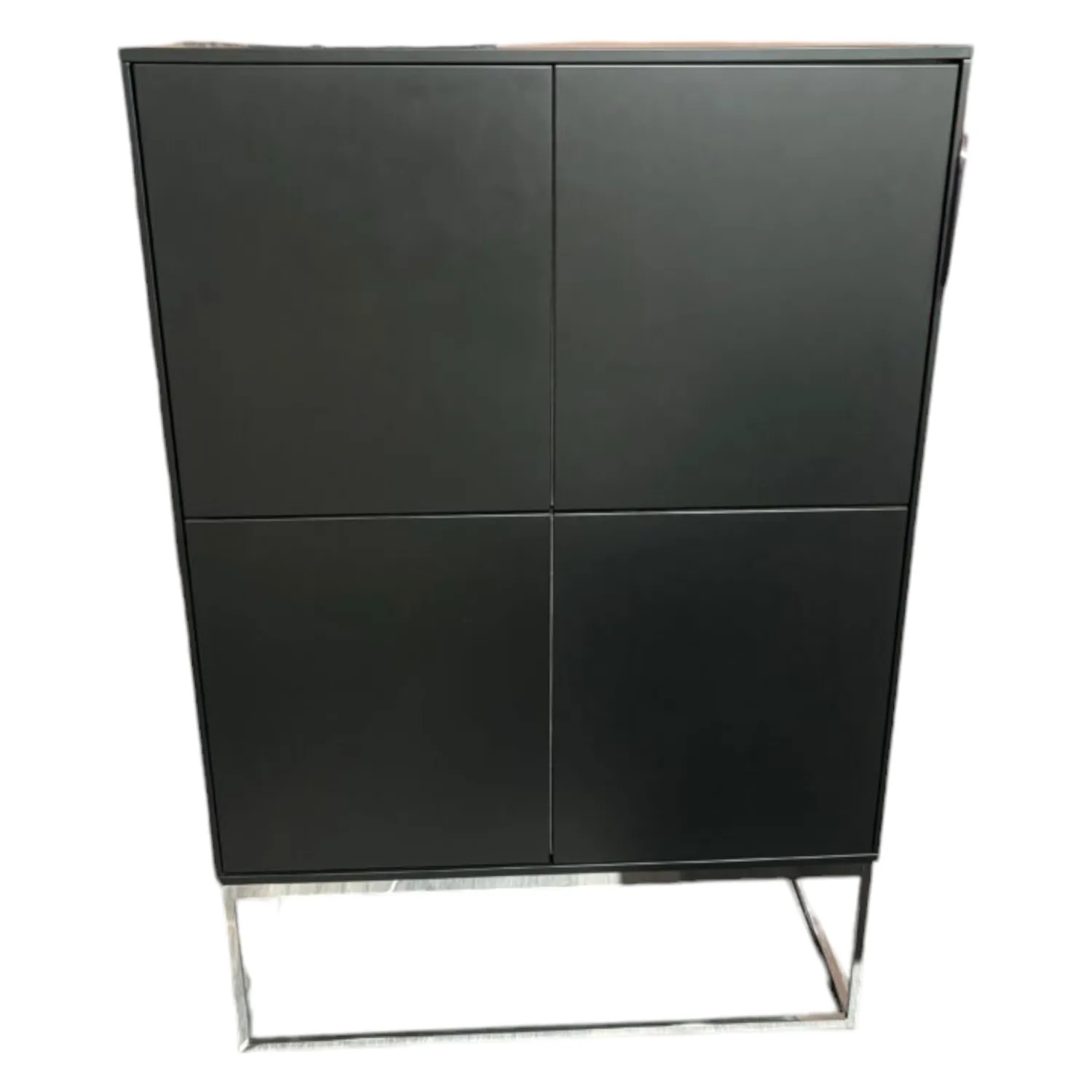 Musterring Kommoden & Sideboards|Highboard Kara Frame Lack Schwarz Gestell Chrom Glänzend