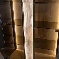 Hartmann Vitrinen & Highboards|Highboard Kilva Kernesche Gebürstet Anthrazit Gebeizt Spaltholz Applikation Inklusive Beleuchtung