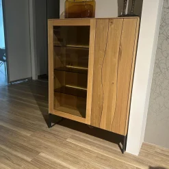 Contur Vitrinen & Highboards|Highboard Mileto C Asteiche Gebürstet Geölt Gestell Metall Schwarz Mit LED Beleuchtung