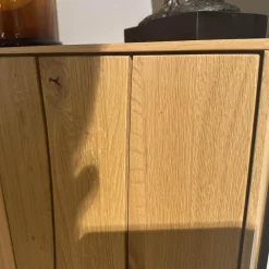 Contur Vitrinen & Highboards|Highboard Mileto C Asteiche Gebürstet Geölt Gestell Metall Schwarz Mit LED Beleuchtung