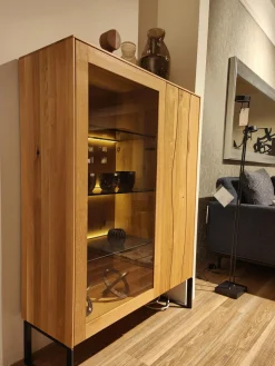 Contur Vitrinen & Highboards|Highboard Mileto C Asteiche Gebürstet Und Geölt Metallgestell Schwarz Inklusive LED Beleuchtung Mit Fernbedienung