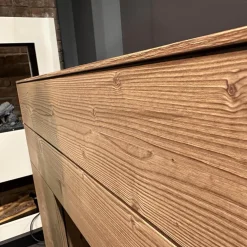 Anrei Vitrinen & Highboards|Highboard Mit Passepartout Bergfichte Gebürstet Rückwand Steingrau