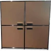 Dauphin Home Vitrinen & Highboards|Highboard MLQE Beige Seidenmatt mit 4 Glas-Fachböden und Stahlror-System Verchromt