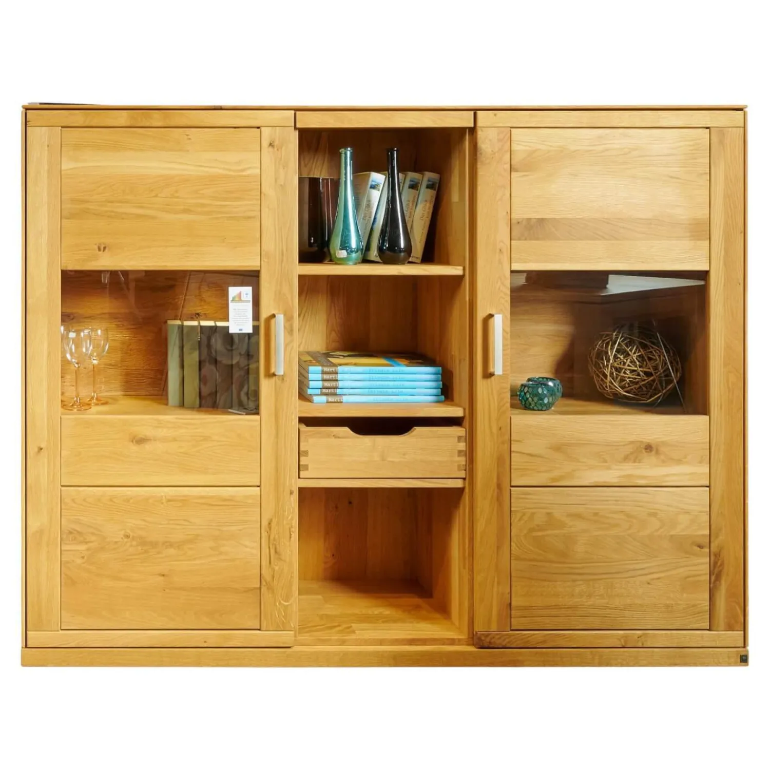 Decker Vitrinen & Highboards|Highboard Pablo Wildeiche Natur Geölt Inklusive Beleuchtung