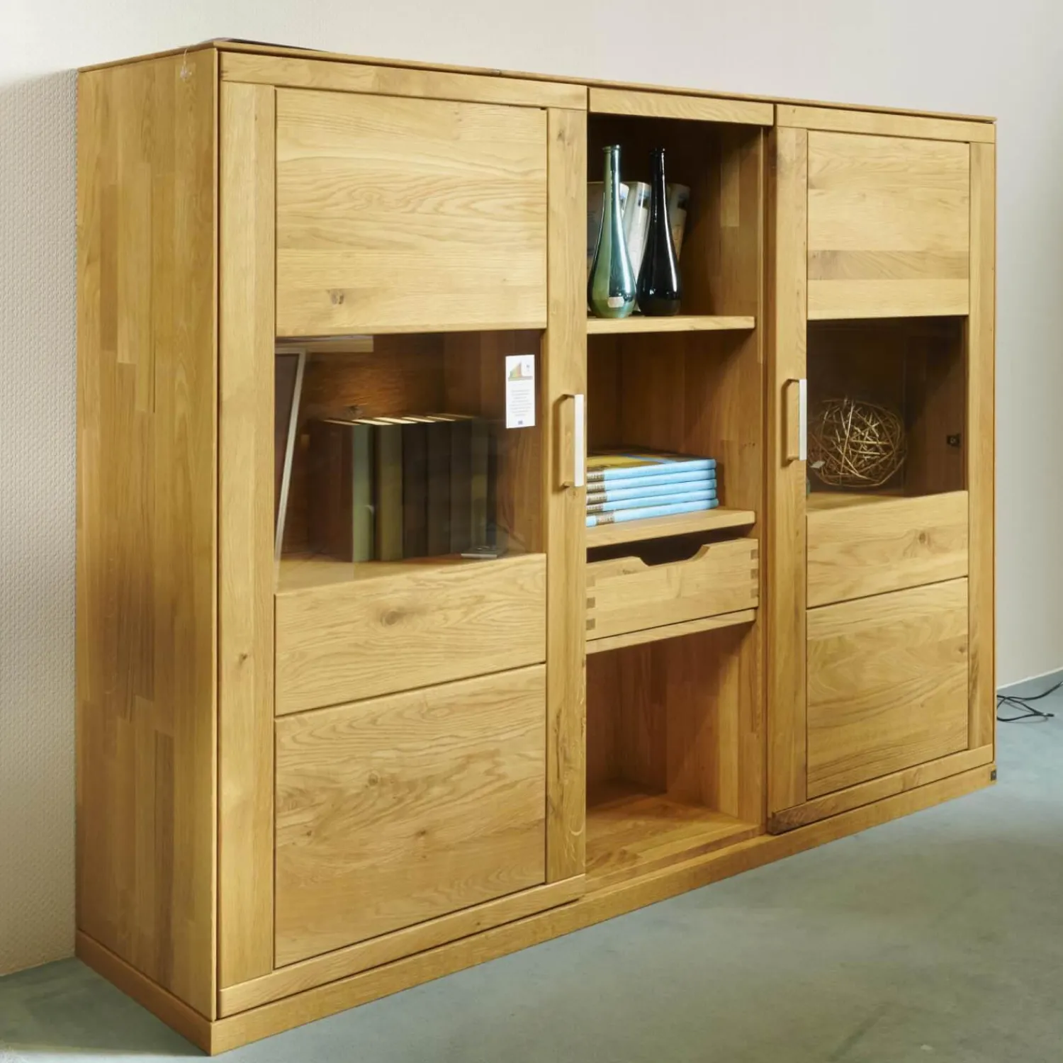 Decker Vitrinen & Highboards|Highboard Pablo Wildeiche Natur Geölt Inklusive Beleuchtung