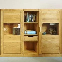 Decker Vitrinen & Highboards|Highboard Pablo Wildeiche Natur Geölt Inklusive Beleuchtung