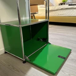 USM Haller Vitrinen & Highboards|Highboard Pulverbeschichteter Stahl USM Grün Chrom