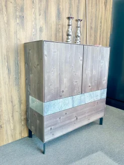 Anrei Vitrinen & Highboards|Highboard Puro Massivholz Bergfichte Mit Naturstein Einlagen