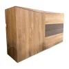 Anrei Kommoden & Sideboards|Highboard Puro Wave W40 Massivholz Eiche Absetzung MDF Steingrau Lackiert