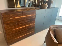 Kettnaker Vitrinen & Highboards|Highboard Soma Front ZK Matt Holzoptik Und SM Grau Mit Wechseloption Innen Lack Matt Beere Rot Sockel Lack Matt Graphit Ohne Deko