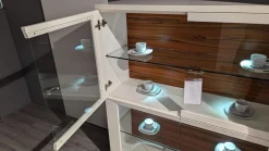 Gwinner Vitrinen & Highboards|Highboard Square Lack Weiß Absetzung Tineo Mit LEB Beleuchtung