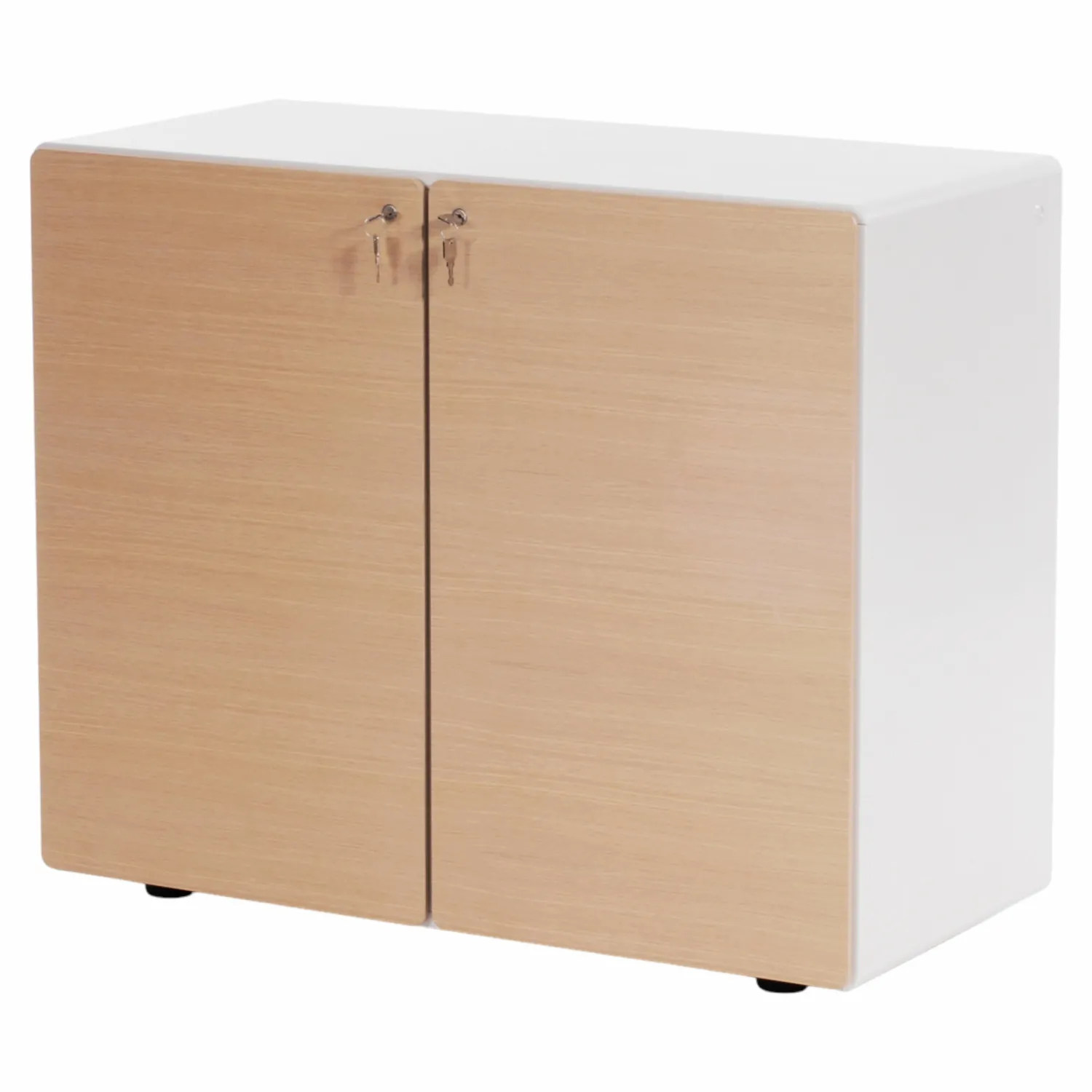 Renz Regale & Container|Highboard Star Strukturlack Weiß_x000b_Türfronten Eiche Hell_x000b_mit Fachböden