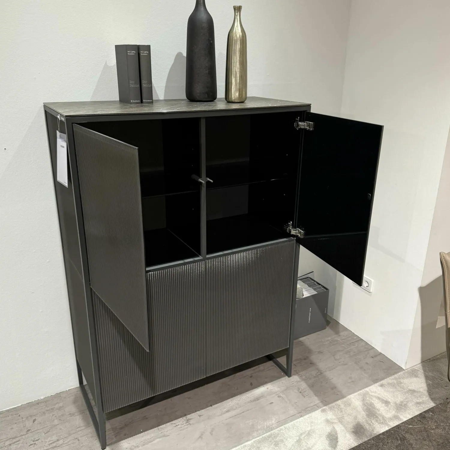 Mobliberica Vitrinen & Highboards|Highboard Terra Korpus Glas Anthrazit Gestell Material Anthrazit