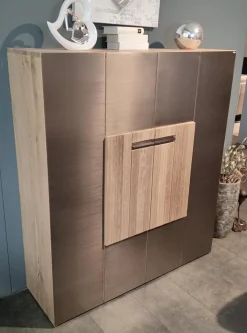 Voglauer Vitrinen & Highboards|Highboard V-Galvino 128 Wildeiche Rustiko Schwarz Geölt Mit Galvanisch Veredelter Metalloberfläche