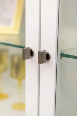 Hülsta Vitrinen & Highboards|Highboard Vitrine Chalera Lack Reinweiß Natur Eiche