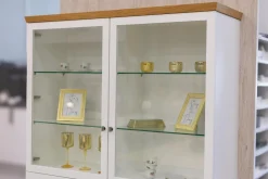 Hülsta Vitrinen & Highboards|Highboard Vitrine Chalera Lack Reinweiß Natur Eiche