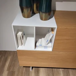 Caccaro Vitrinen & Highboards|Highboard Wallover Eiche Echtholz Lack Matt Nero Stout Untergestell Metall