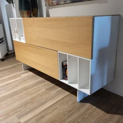 Caccaro Vitrinen & Highboards|Highboard Wallover Eiche Echtholz Lack Matt Nero Stout Untergestell Metall