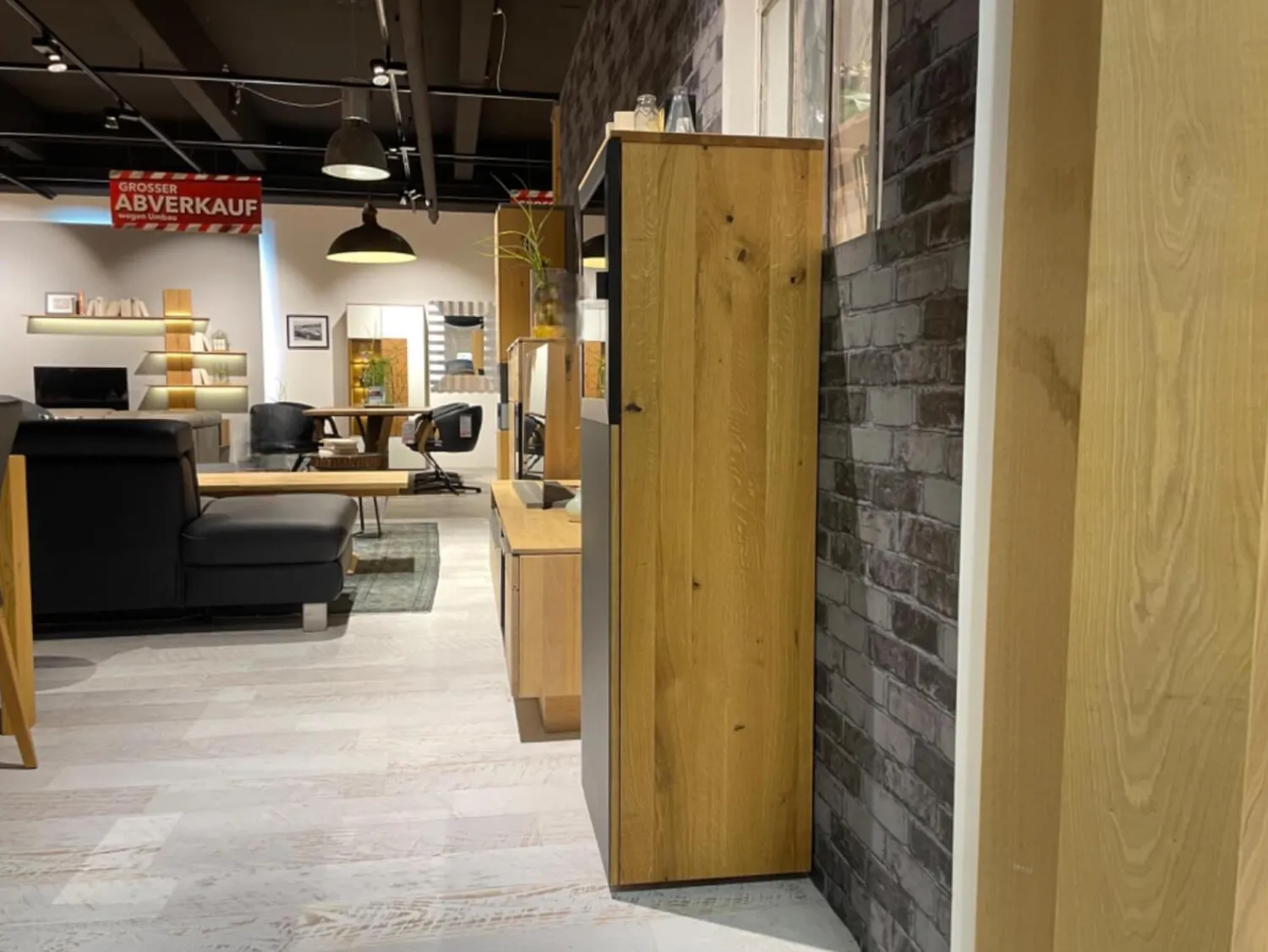 WK Wohnen Vitrinen & Highboards|Highboard WK 490 Baristo 180180 Asteiche Massiv Natur 2502 Belassen Geölt Mit LED Beleuchtung