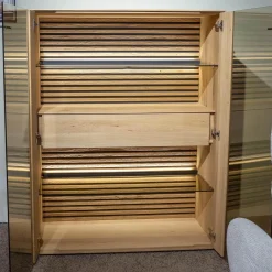 Schöner Wohnen-Kollektion Vitrinen & Highboards|Highboard Yonna 7102 Kerneiche Natur Gebürstet Inklusive Beleuchtung