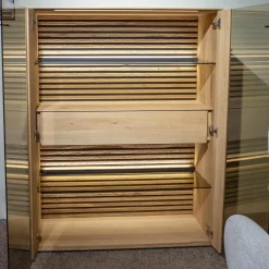Schöner Wohnen-Kollektion Vitrinen & Highboards|Highboard Yonna 7102 Kerneiche Natur Gebürstet Inklusive Beleuchtung