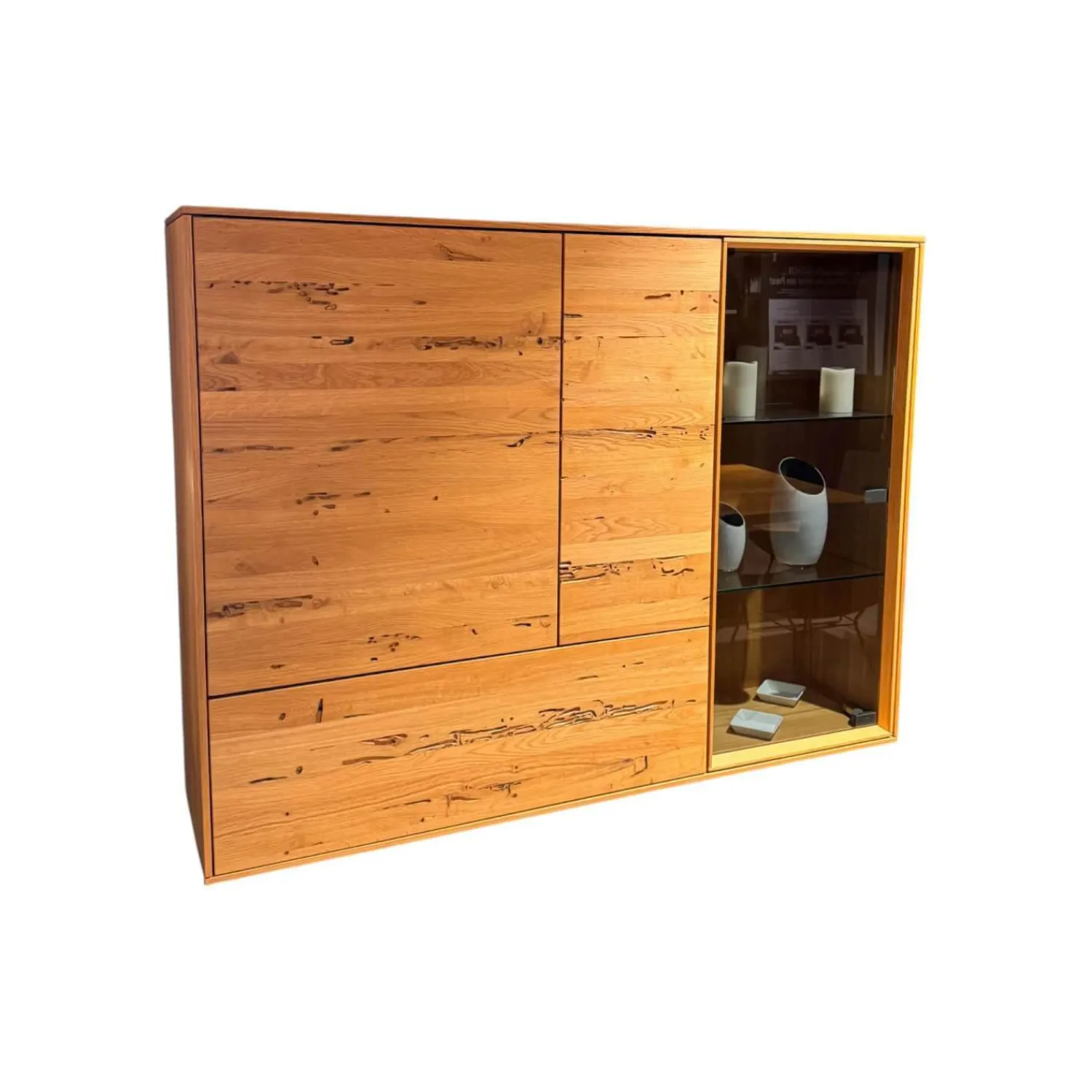 Team 7 Regale|Hängeschrank Eiche Natur Front Venedig Eiche Natur Und Rauchglas Mit Beleuchtung