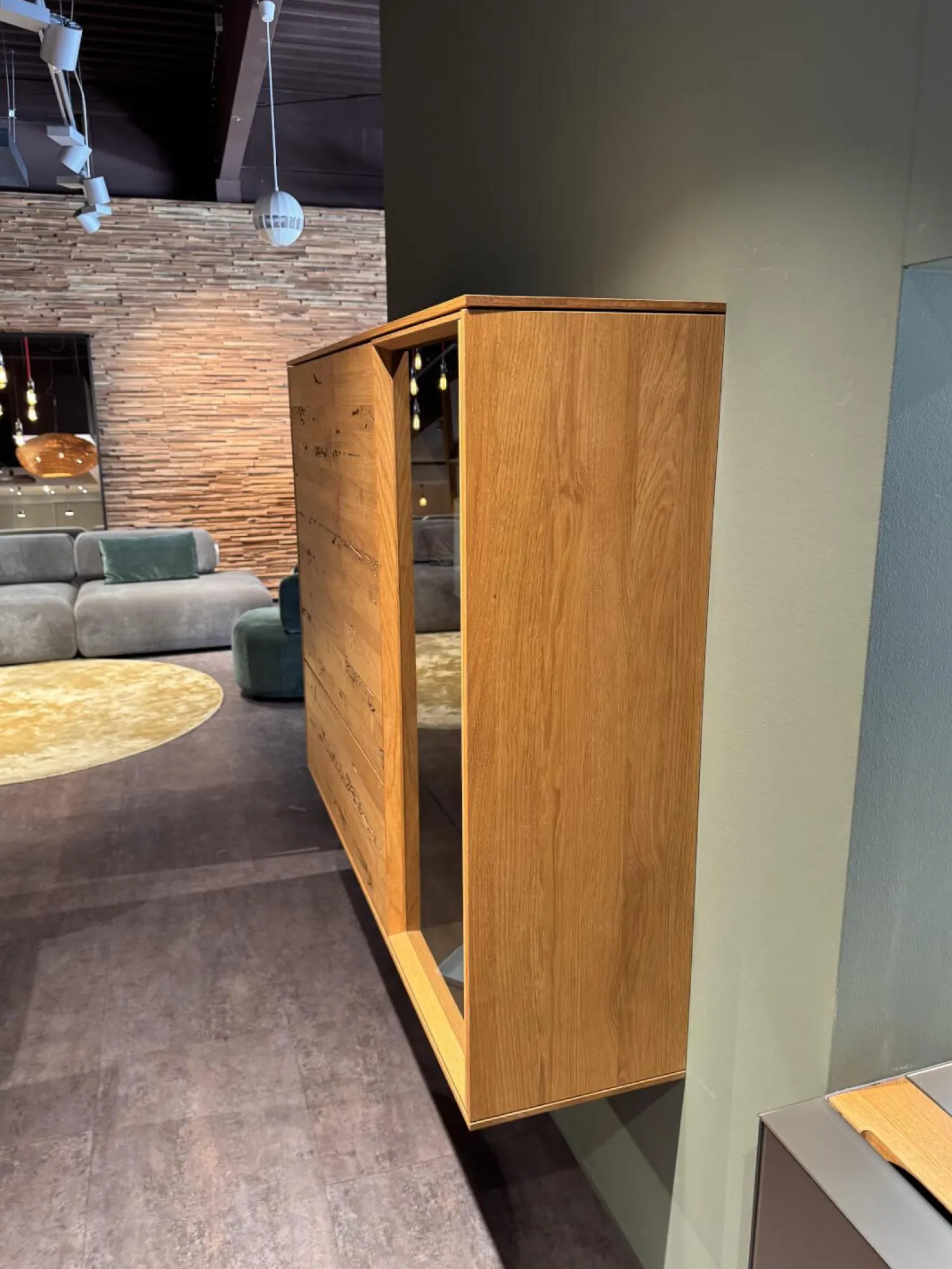 Team 7 Regale|Hängeschrank Eiche Natur Front Venedig Eiche Natur Und Rauchglas Mit Beleuchtung