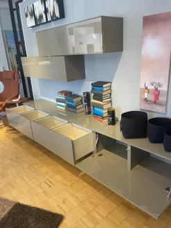 ArtigianMobili Wohnwände & Tv-Lowboards|Hängeschrankkombination Titolo Lack Terra Ombra Grau Braun Hochglanz