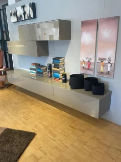 ArtigianMobili Wohnwände & Tv-Lowboards|Hängeschrankkombination Titolo Lack Terra Ombra Grau Braun Hochglanz
