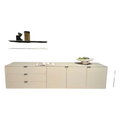 Kettnaker Kommoden & Sideboards|Hänge-Sideboard Soma Glas Steingrau Matt mit 2 Wandborden