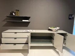 Kettnaker Kommoden & Sideboards|Hänge-Sideboard Soma Glas Steingrau Matt mit 2 Wandborden