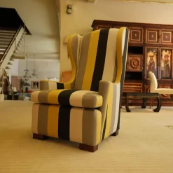 Thörmer Fernsehsessel|Hochlehner Grandpa Stoff Gelb Weiß Schwarz Grau