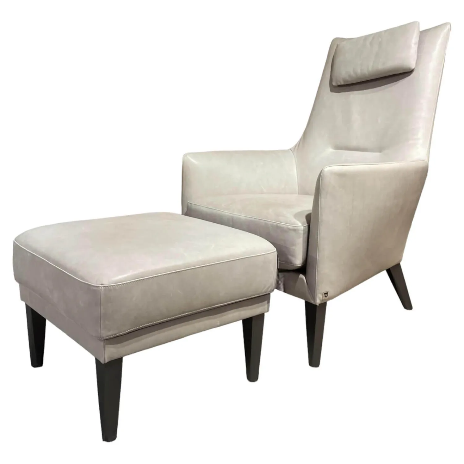 Bielefelder Werkstätten Relaxsessel|Hochlehnsessel Coco Bezug BW 0300-704 Leder Gascogne Grey Inklusive Hocker