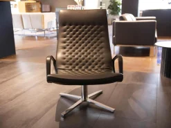 De Sede Loungesessel|Hochlehn-Sessel DS-51 A Leder Touch Espresso Braun Ton in Ton Gestell 4-Fuß Chrom